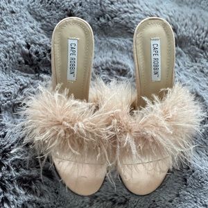 Cape Robbin | Nude Feather Block Heels